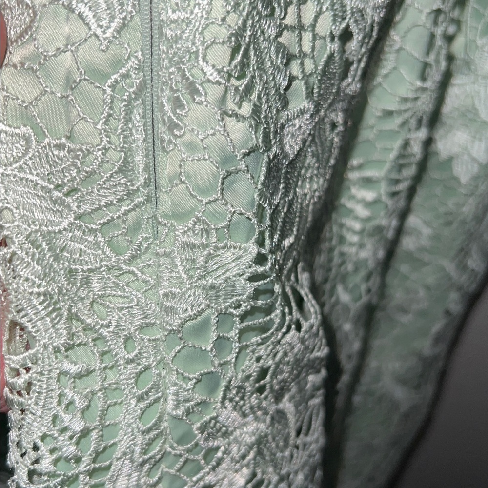 Adrianna Papell Lace V-Neck Sleeveless Dress in Mint Green Size 10 - Picture 5 of 8